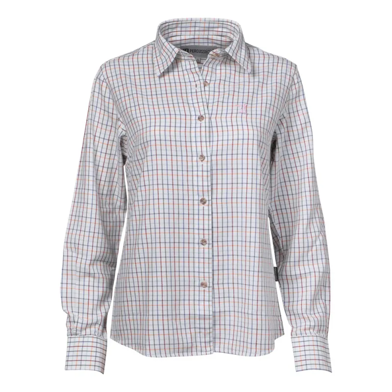 Chemise femme élégante carreaux coton ocre XS-2XL