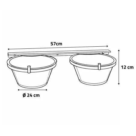 Mangeoire double pro pour chenil - Acier galvanisé 2x2,5L