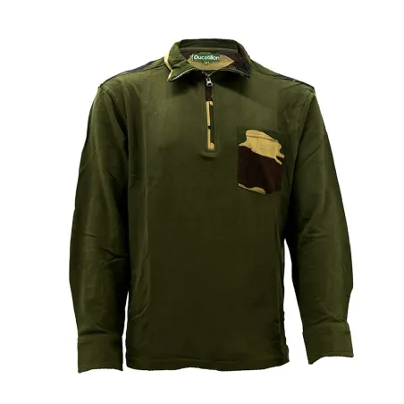 Chemise F1 kaki camo col zippé 100% coton - M à 3XL
