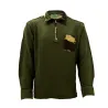 Chemise F1 kaki camo col zippé 100% coton - M à 3XL