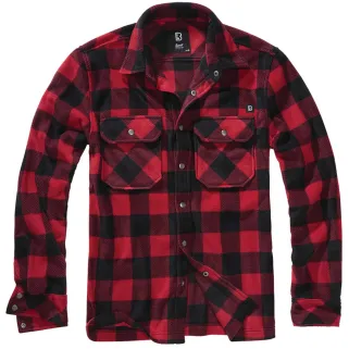 Chemise polaire Jeff Brandit® rouge/noire - Homme manches longues