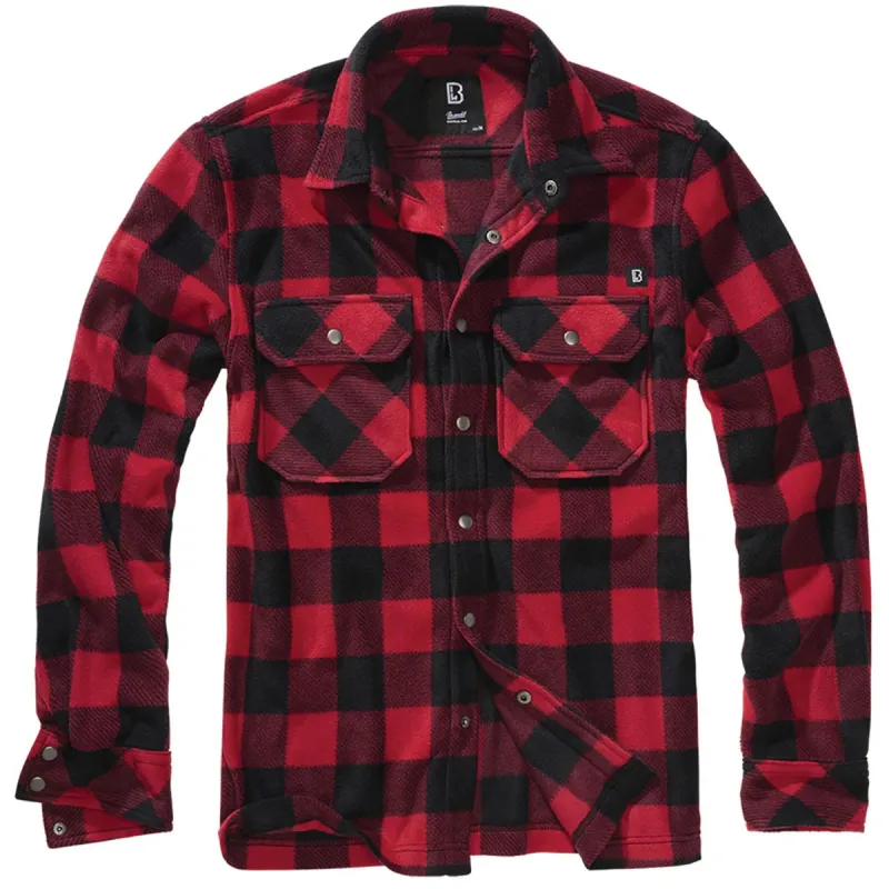 Chemise polaire Jeff Brandit® rouge/noire - Homme manches longues