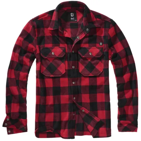 Chemise polaire Jeff Brandit® rouge/noire - Homme manches longues