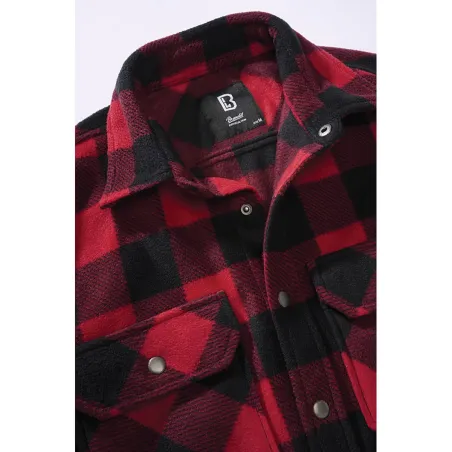 Chemise polaire Jeff Brandit® rouge/noire - Homme manches longues