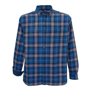 Chemise homme flanelle carreaux bleu-marron - coupe droite