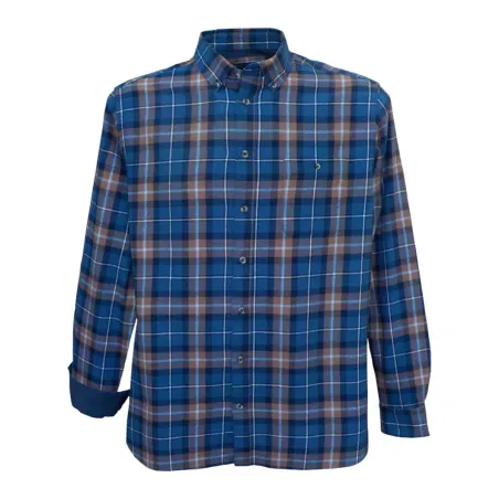 Chemise homme flanelle carreaux bleu-marron - coupe droite