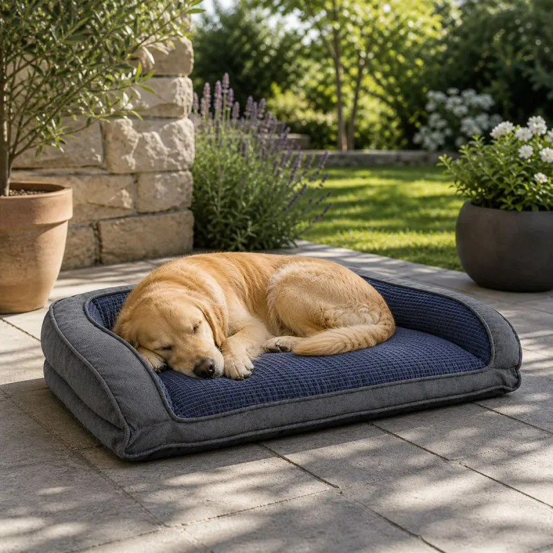 Coussin antidérapant doux pour chien - 90x63cm Bleu