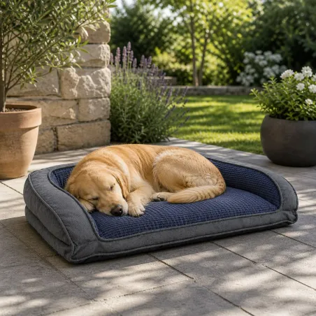 Coussin antidérapant doux pour chien - 90x63cm Bleu