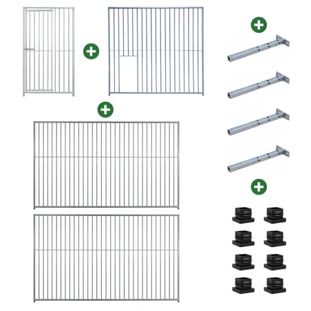 Chenil acier 1,5x2m avec porte 1,5m pour niche