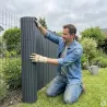 Canisse PVC gris 1,5x3m - Occultation & kit fixation inclus