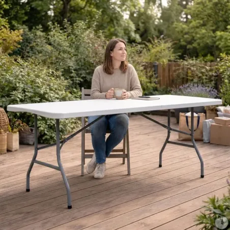 Table pliante résine 10 pers. 180x70cm - pieds métal