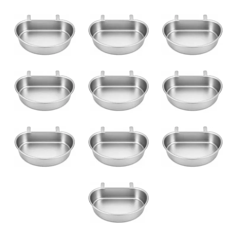 Lot de 10 mangeoires-abreuvoirs demi-lune 0,4L en métal