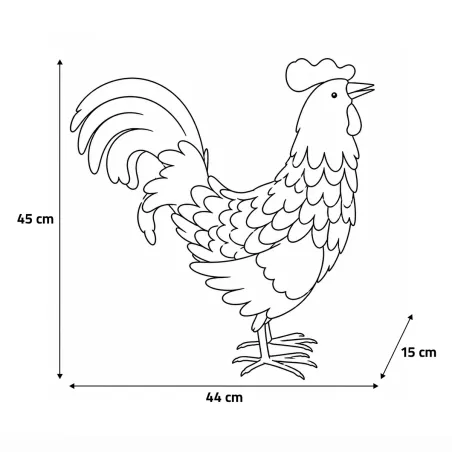 Coq décoratif en métal 44x15x45 cm - Style campagnard