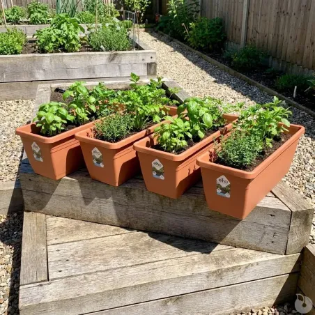 Lot de 4 balconnières Elho® 50x16cm effet terre cuite