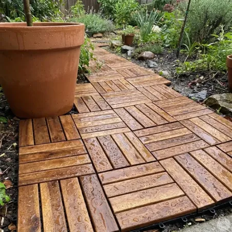 Dalles terrasse acacia 30x30 cm - Lot de 4 - Résistantes