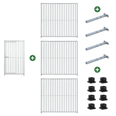 Chenil carré 2x2 m en acier - Kit complet sécurisé