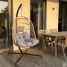 Chaise suspendue acier 4 pieds pliable avec coussin détente
