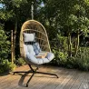 Chaise suspendue acier 4 pieds pliable avec coussin détente