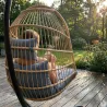Chaise suspendue acier 4 pieds pliable avec coussin détente