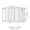 Abri acier Argence + carport - 2 portes coulissantes 1,28m²
