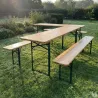 Ensemble 2 tables + 4 bancs pin massif 177 cm extérieur