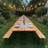 Ensemble 2 tables + 4 bancs pin massif 177 cm extérieur
