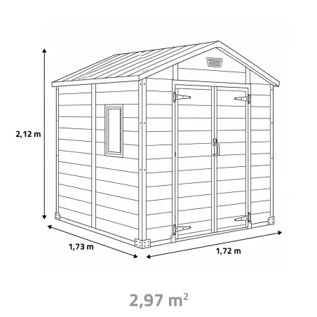 Abri Lys plastique 2 portes - 2,97m² - H 212,5 cm