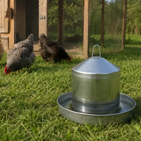 Abreuvoir galvanisé 8L pour poules - Double paroi GAUN