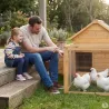 Poulailler 3 poules bois + enclos sécurisé toit plastique