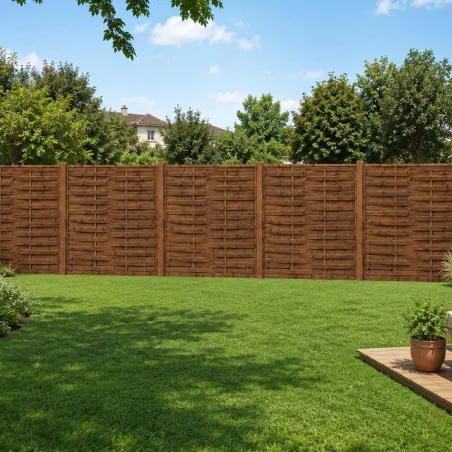 Kit clôture bois 36m - Panneaux 180x2,5cm résistants