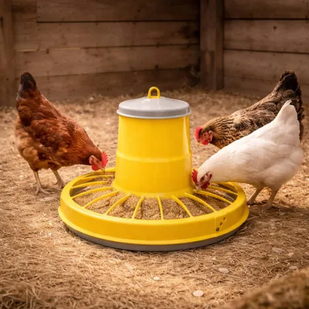 Mangeoire trémie 17kg jaune pour volailles anti-gaspi