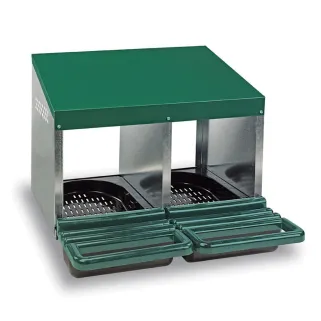 Pondoir 2 nids en tôle galvanisée pour poules - GAUN