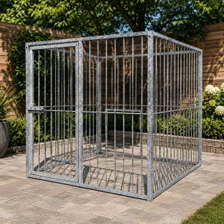Chenil carré 2x2 m acier - Kit complet avec porte