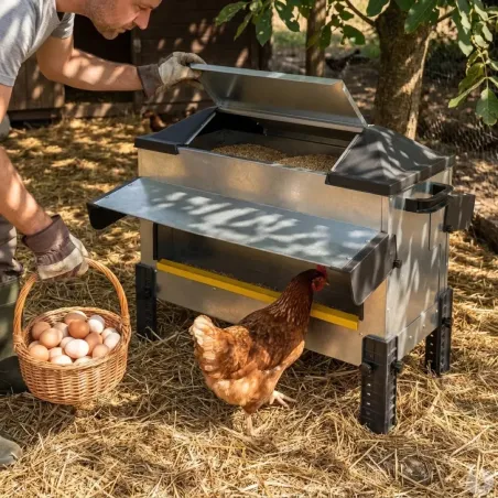 Mangeoire Robust® 24kg - Acier galvanisé pour volailles