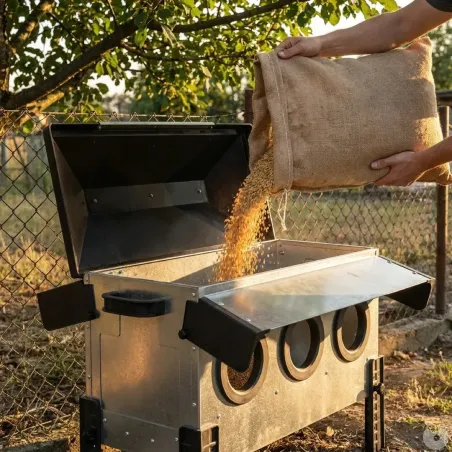 Mangeoire Robust® 18kg - Acier galvanisé anti-pluie volailles