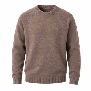 Pull laine col rond marron - Confort & style
