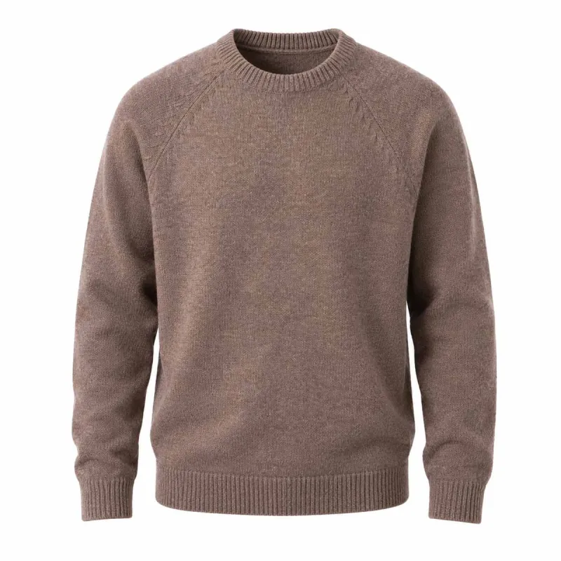 Pull laine col rond marron - Confort & style