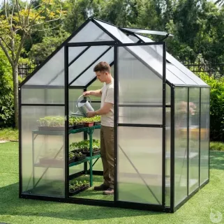 Serre aluminium 3,13 m² - Polycarbonate 177x177x192 cm