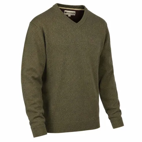 Pull col V kaki - Confort & résistance pour éleveurs et outdoor