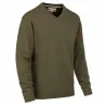Pull col V kaki - Confort & résistance pour éleveurs et outdoor