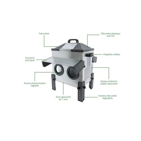 Mangeoire Robust® 12kg - Acier galvanisé anti-pluie
