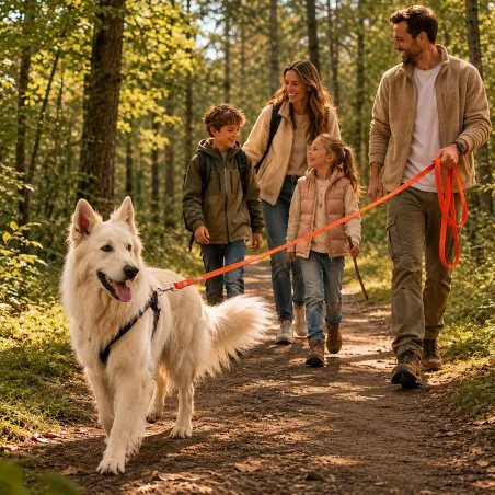Longe extensible 5m pour chien - Couleur orange vif