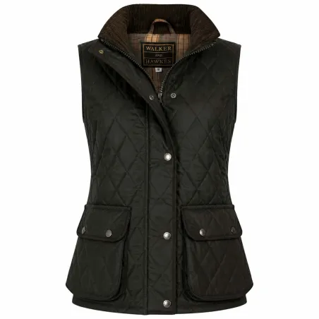 Gilet Haxby Walker & Hawkes vert coton ciré femme