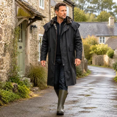 Manteau Walker & Hawkes Waxstock vert - Coton ciré