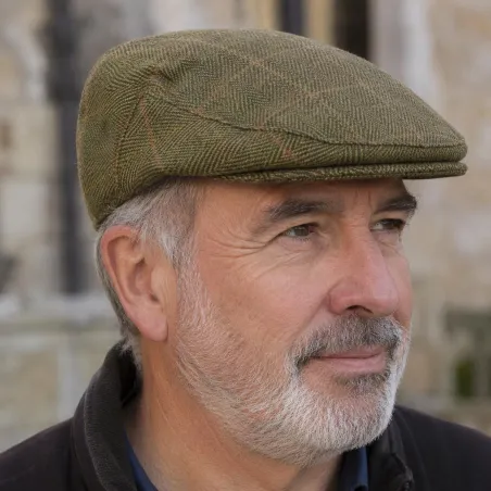 Casquette tweed Walker and Hawkes Cambridge vert 60% laine