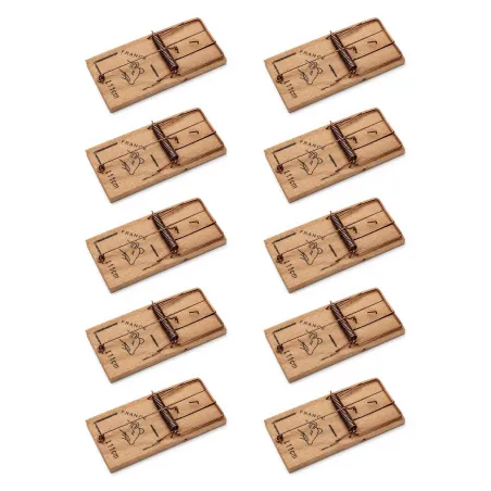 10 tapettes à souris en bois 4,8x9,7 cm - piège réutilisable