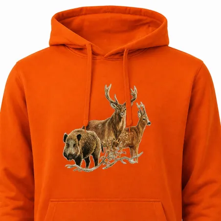 Sweat capuche Bartavel® grands animaux orange
