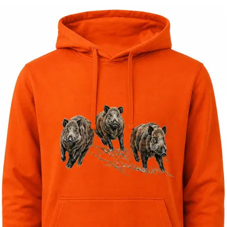 Sweat capuche Bartavel® orange sangliers M à 3XL