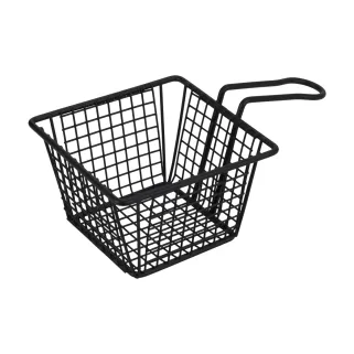 Panier à frites noir mat en métal avec anse pratique