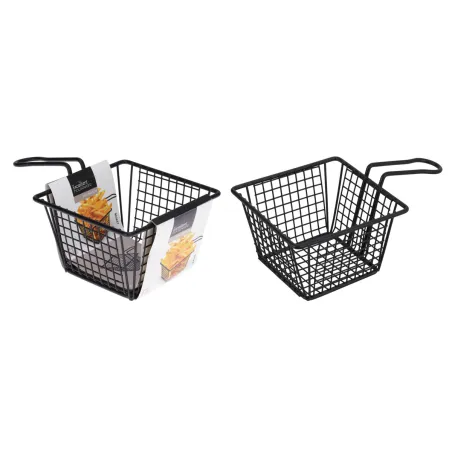 Panier à frites noir mat en métal avec anse pratique